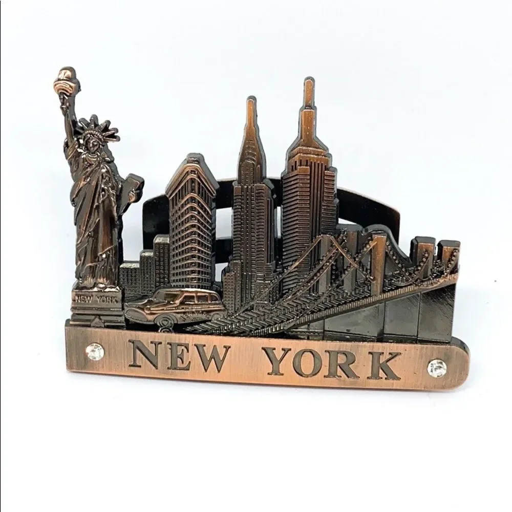 NWOT Rhinestone bronze New York stationary holder